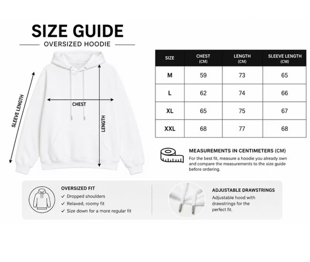 Heavyweight Oversized StreetWear White Hoodie by Nexiffy